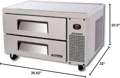 Miniatura 2 de Turbo Air TCBE-36SDR - Cajón sólido refrigerado con base de chef
