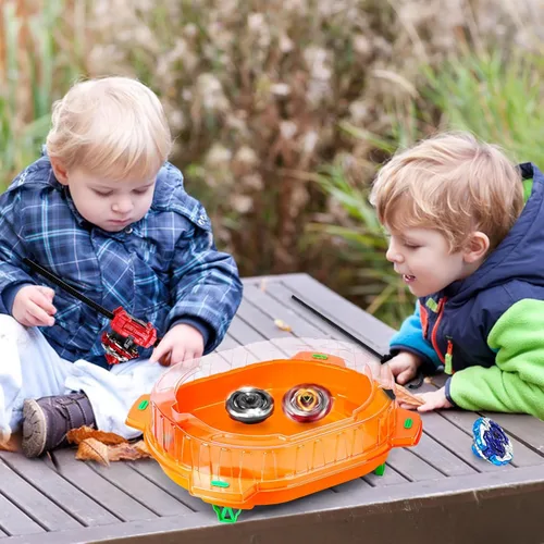 Miniatura 3 de COCOFOX Juego de Juguetes Battling Top Burst, 6 Battling Tops, 2 Lanzadores y 1 Estadio, Juguetes para Niños y Niñas de 6 Años en Adelante (Naranja)