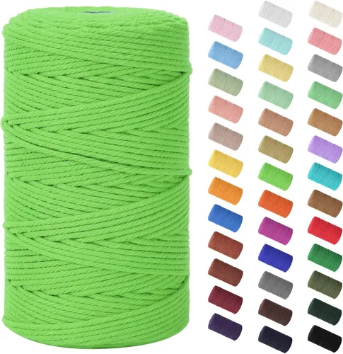 Miniatura 22 de Cordón de macramé de 0.079 in x 380 yardas (1140 pies), cuerda de algodón natural para colgar en la pared, ganchos de plantas, manualidades, Beige