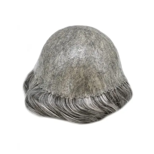 Miniatura 4 de Tupé de piel fina para hombres, pieza de pelo de 0.005 in inyectada de piel de poliéster para hombres, tupé 100% europeo, unidades de cabello humano