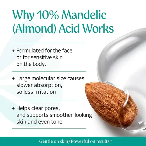 Miniatura 5 de Suero limpiador facial y corporal con ácido mandélico almendra, nivel 1 para acné, foliculitis, piel envejecida, pelos encarnados, manchas oscuras