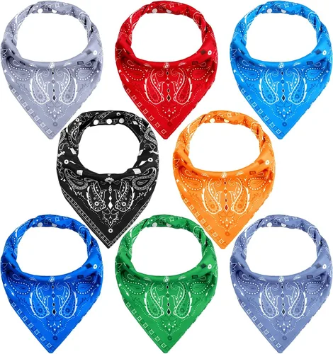 Jiuguva Paquete de 8 pañuelos para adultos, baberos de cachemira, grandes, suaves, neutros, absorbentes, juego de bandana para personas con