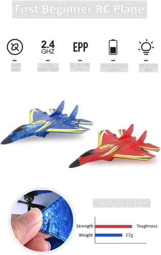 Miniatura 5 de Avión de control remoto para niños y adultos, juguetes de espuma RC RTF, avión RC de 2 canales con giroscopio, avión RC fácil de volar