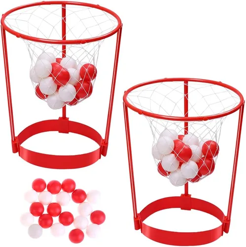 Paquete de 2 aros de cabeza de baloncesto para juegos de fiesta para niños y adultos, diadema de canasta ajustable con 20 pelotas para carnaval,