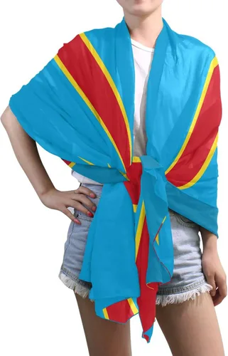 Miniatura 6 de Moda ligera bandera de Maryland gasa seda larga bufanda chal abrigo