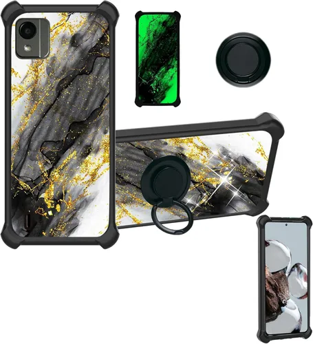 Miniatura 10 de Aroepurt Cricket Ovation 2 - Funda compatible con AT&T Maestro Max (2021) [PC duro + silicona suave] [purpurina dorada + luminosa] JSH-HDL