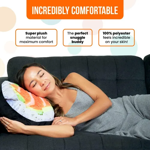Miniatura 6 de Paquete de manta de sushi y 2 almohadas: 1 manta gigante de comida de 6 pies, 2 almohadas divertidas para sofá y cama, regalos de sushi para amantes