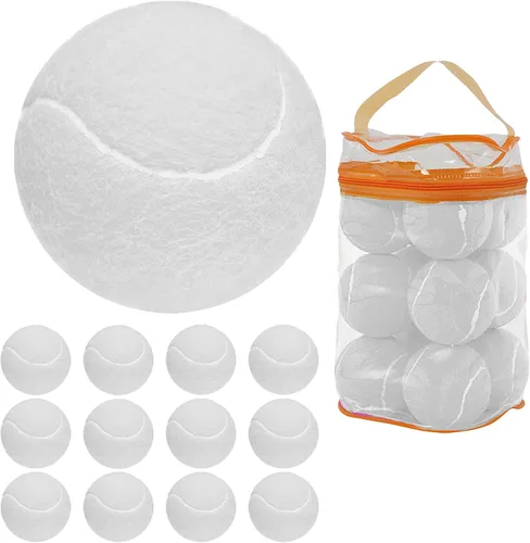 Miniatura 9 de GKK Pelotas de tenis presurizadas duraderas, paquete de 12 pelotas de entrenamiento de fieltro amarillo para principiantes y perros