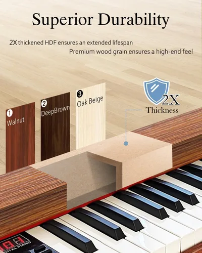 Miniatura 2 de Longeye Teclado de piano de 88 teclas, piano eléctrico de madera, piano digital semipesado para principiantes y profesionales con soporte