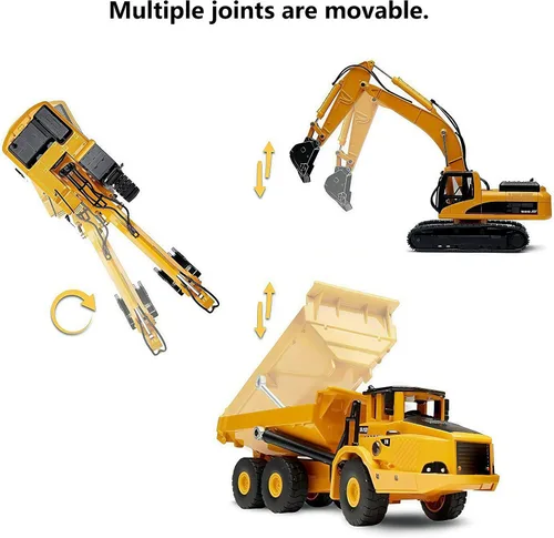 Miniatura 3 de Gemini&Genius Juego de 2 piezas de vehículos de construcción, camión volquete y excavadora, de metal pesado, escala 1/50, excavadora y descargadora