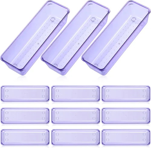 Miniatura 11 de Maitys 12 piezas organizador de cajones de tocador 9 x 3 x 2 pulgadas, organizadores de utensilios de plástico transparente para cajones de cocina