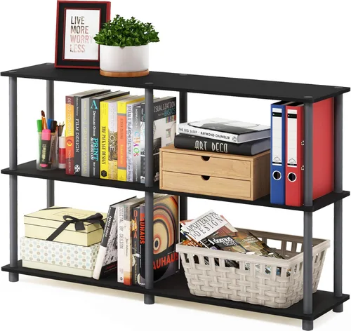 Furinno TURN-N-TUBE - Estantes de almacenamiento, Estante de libros de 3 niveles de 47.4 pulgadas de ancho, Estante de esquina, Estantes abiertos