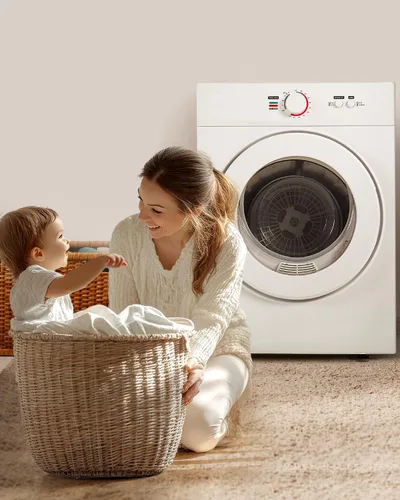 Miniatura 7 de Feelfunn Secadora Compacta de 1.8 Pies Cúbicos - Secadora de Ropa Portátil de 1020W con Tambor de Acero Inoxidable, Carga Frontal por Volteo, Cuatro