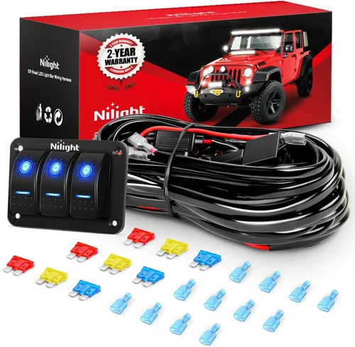 Miniatura 15 de Nilight Kit de arnés de cableado de barra de luz LED de 16 AWG de 12 V de encendido/apagado, interruptor basculante de 2 cuadras, panel de relé