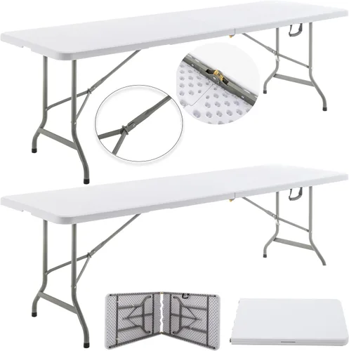 Miniatura 17 de BTEXPERT Juego de 2, mesa plegable de utilidad de 4 pies, ligera, altura ajustable, portátil, con asa de transporte, para interiores y exteriores