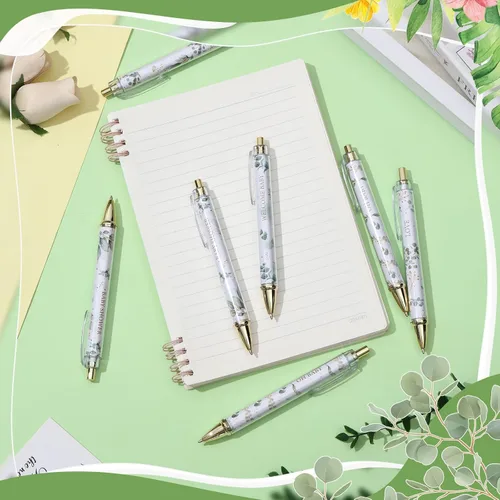 Miniatura 3 de Chuangdi 24 Piezas Bolígrafos de Punta de Bola con Diseño de Hoja para Baby Shower Favores a Granel Bolígrafo Retráctil Tinta Negra con Regalos