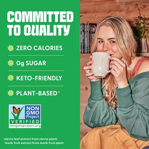 Miniatura 7 de Whole Earth Stevia & Monk Fruit con paquetes edulcorantes de alulosa, 80 unidades, cero calorías, apto para dieta cetogénica
