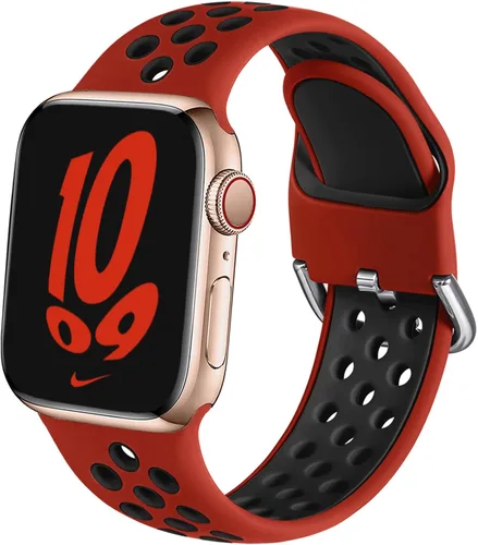 Miniatura 17 de Correa deportiva compatible con Apple Watch 42mm 44mm 45mm 46mm 49mm 38mm 40mm 41mm para mujeres y hombres, correa de repuesto transpirable de Negro