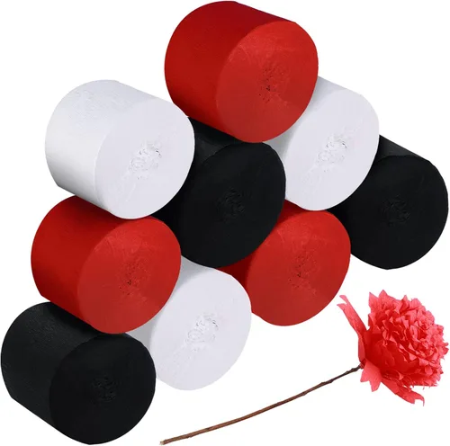 9 rollos de serpentinas de papel crepé para decoración de fiesta de 246 yardas en 3 colores para colgar fondos de Navidad, decoraciones de fiesta,