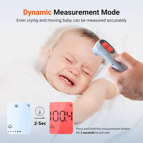 Miniatura 4 de iHealth Termómetro digital infrarrojo para adultos y niños, termómetro para bebés con modo 3 en 1 y aviso de 3 colores, alarma de fiebre y modo Azul