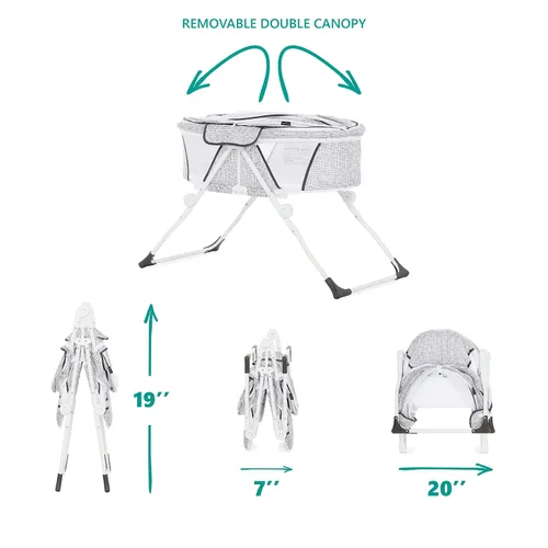 Miniatura 6 de Dream On Me Karley Plus- Moisés portátil para bebé en gris pálido