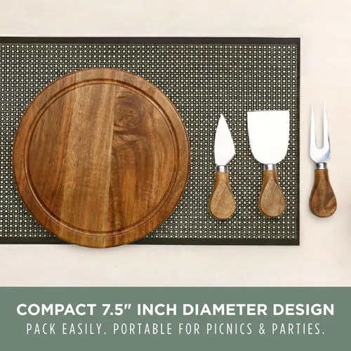 Miniatura 4 de TOSCANA - un set de tabla de queso de brie de madera de acacia y cuchillo de la marca Picnic Time - Set de tabla de embutidos - Tabla de cortar