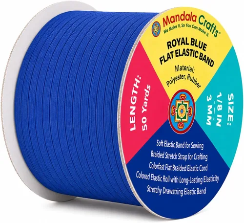 Miniatura 170 de Mandala Crafts - Rollo de cordón elástico plano para costura y manualidades Blanco