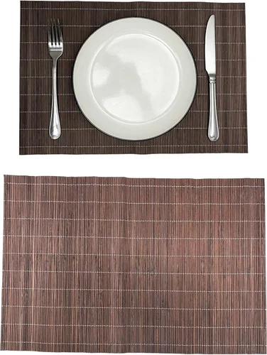 Miniatura 18 de Juego de 8 manteles individuales de bambú para sushi, estilo japonés, antideslizantes, de bambú, lavables, resistentes al calor, para comedor