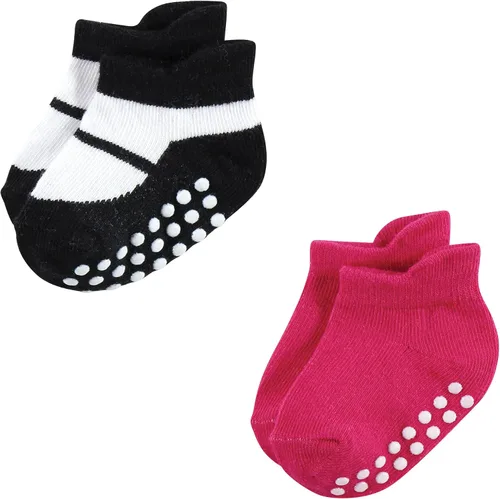 Miniatura 3 de Hudson Baby Calcetines antideslizantes unisex para bebé, Rosado Rosa Negro