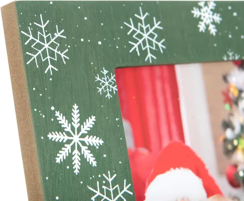 Miniatura 5 de kennethan Marco rojo de Navidad de 4 x 6 pulgadas con decoración de Papá Noel de Navidad, 1 paquete de marco de madera con vidrio para mostrar fotos