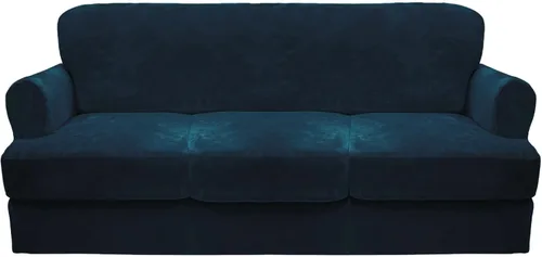 Miniatura 32 de CUCRAF Funda para sofá con cojines de 3 piezas, fundas deslizantes de terciopelo suave y grueso para sofá de la sala de estar, protector de muebles