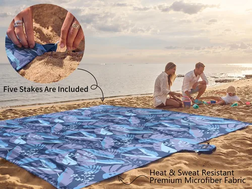 Miniatura 6 de WEKAPO Manta de Playa Impermeable a Prueba de Arena de Tamaño Extra Grande, Alfombrilla de Playa Extra Grande Libre de Arena, Alfombrilla Ligera