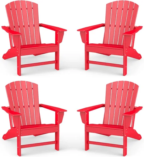 Miniatura 24 de BRIOPAWS - Juego de 2 sillas Adirondack Tamaño grande Silla para hoguera Plástico HDPE Para todo tipo de clima para terraza, al aire gris