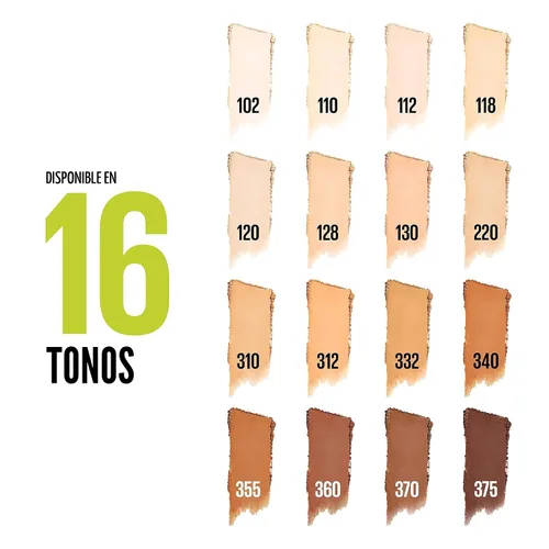 Miniatura 7 de Maybelline Super Stay Up - Base híbrida en polvo hasta 24 horas, maquillaje de cobertura media a completa, acabado mate, 102, 1 unidad