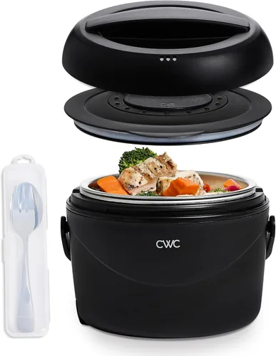 Miniatura 9 de COOK WITH COLOR Fiambrera redonda 40W, calentador de alimentos portátil, capacidad 1.1L, revestimiento de acero inoxidable, cabra/visón