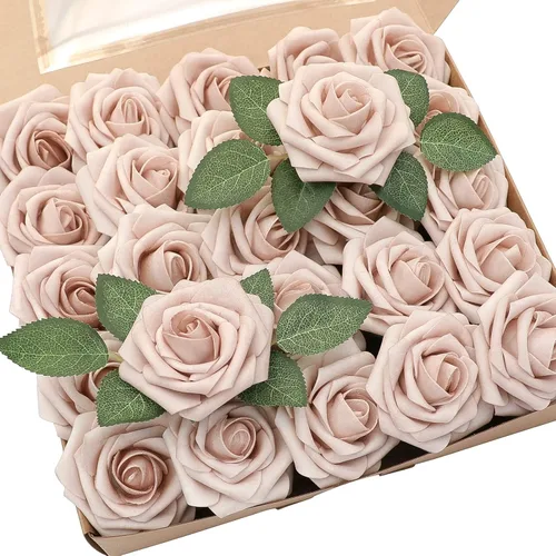 Miniatura 36 de Floroom Flores artificiales de espuma, aspecto real, con tallos, para manualidades, ramos de boda, centros de mesa, despedida de soltera, fiesta, 25