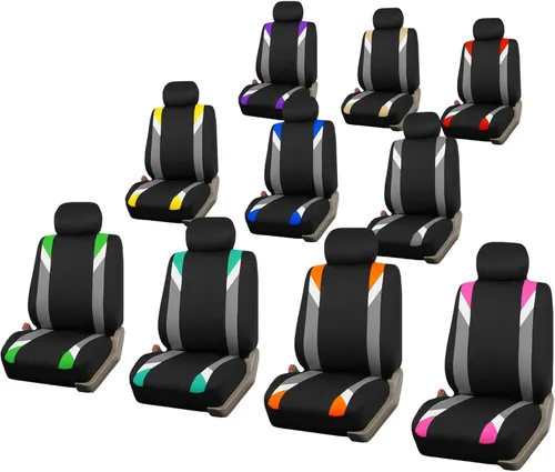 Miniatura 7 de FH Group - Fundas de tela para asientos delanteros bajos de auto con reposacabezas extraíble, ajuste universal, compatible con bolsa de aire