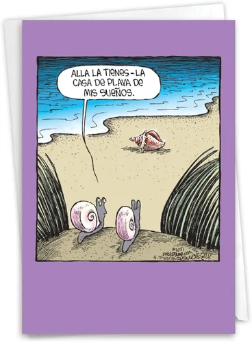 NobleWorks Tarjeta de felicitación para el nuevo hogar español con sobre de 5 x 7 pulgadas (1 tarjeta) Casa de Playa de tus Ensueño C2422NHG-SL