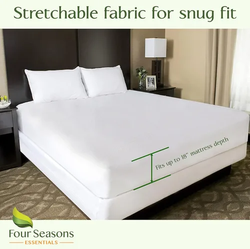 Miniatura 4 de Four Seasons Essentials Protector de colchón impermeable de tamaño individual – Viscosa refrescante derivada de la funda de colchón de sábana bajera