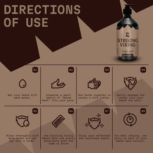 Miniatura 6 de Striking Viking Jabón/champú para barba de sándalo para hombres, 17 onzas, sin parabenos ni sulfatos, aceite de jojobal para todo tipo de barba