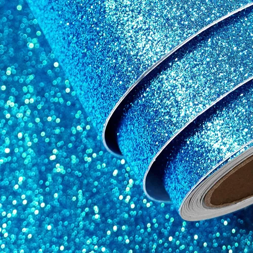 Miniatura 9 de FunStick Papel Tapiz con Purpurina Azul Océano Adhesivo y Despegable Autoadhesivo Papel de Contacto con Purpurina Azul Brillante Decorativo
