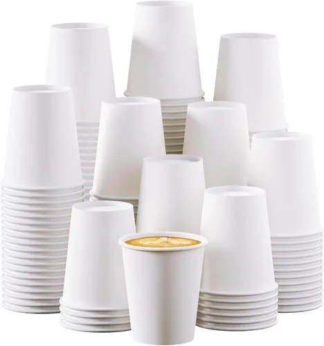 Turbo Bee Paquete de 300 tazas de papel de 8 onzas, taza de café desechable, tazas de agua de papel blanco, vasos para bebidas calientes/frías para