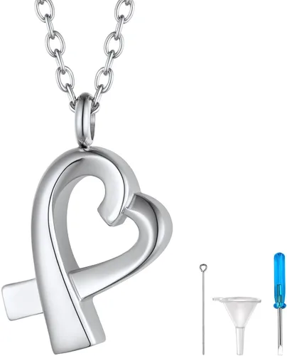 Miniatura 212 de FindChic Collares personalizados con urna para cenizas, barra vertical, gato, luna, reloj de arena, garra de perro, acero inoxidable, chapado en oro