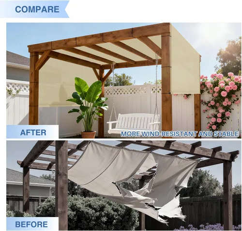 Miniatura 7 de E&K Sunrise - Cubierta para pérgola de 8 pies de ancho x 16 pies de largo, con varillas y ojales pesados, cubierta de repuesto para toldo de tela