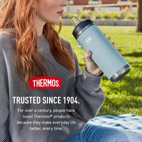 Miniatura 8 de THERMOS ICON SERIES, botella de agua de acero inoxidable con tapa de pajilla, 32 onzas, Glacier