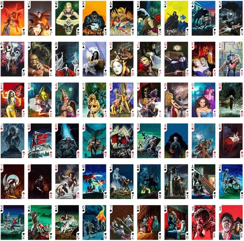 Miniatura 2 de Cartas góticas de Halloween (baraja de póquer 54 cartas todas diferentes) Brujas góticas en Halloween Noche Thriller Halloween Carteles