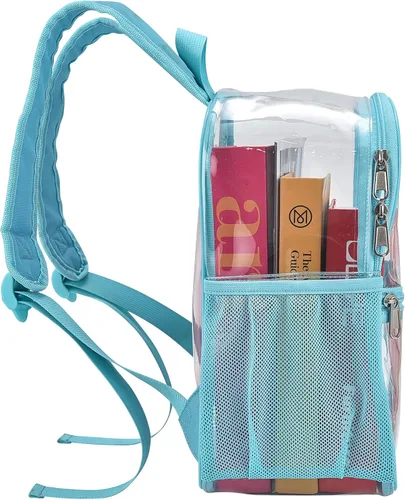 Miniatura 3 de Busiuw Mochila Transparente para Eventos de Estadio 12x12x6 Mini Pequeñas Mochilas Deportivas para Fanáticos, Aguamarina