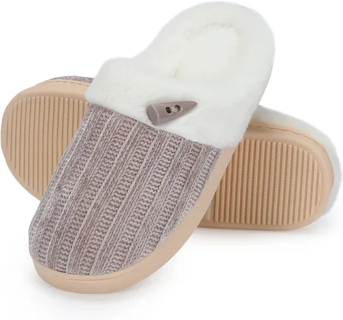 Miniatura 9 de NineCiFun Pantuflas cómodas de casa para mujer, de espuma viscoelástica, mullidas, para interiores, exteriores, antideslizantes, para el hogar