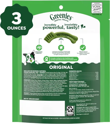 Miniatura 10 de Greenies Golosinas dentales naturales para perros adultos recomendadas por veterinarios, tamaño pequeño, sabor original, paquete de 3 onzas, 5