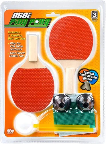 Mini juego de ping pong, tenis de mesa, 2 paletas, pelota de ping pong y red, juguete cardado individualmente para mayores de 8 años